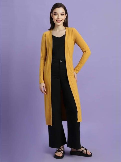 forever 21 yellow regular fit long shrug