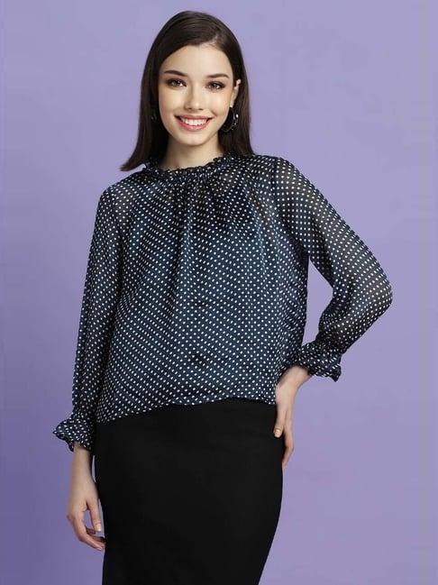 forever 21 navy polka dots top