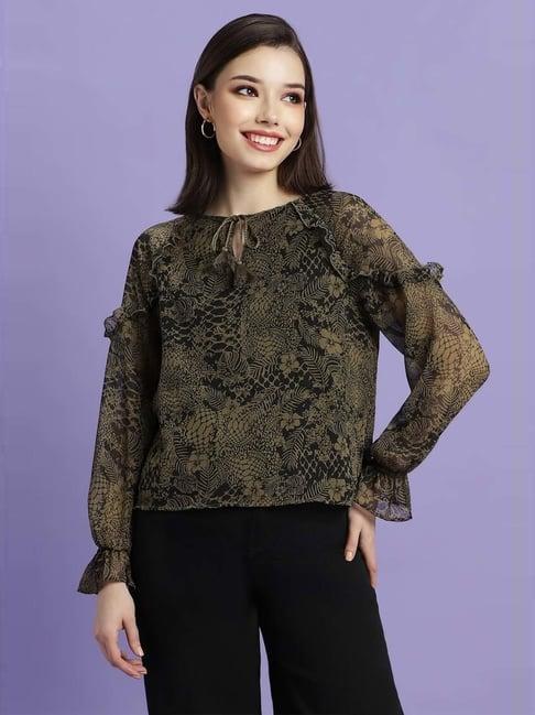 forever 21 olive green floral print top