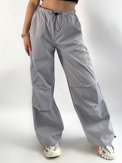 izf grey relaxed fit high rise parachute pants