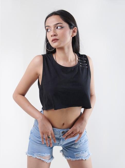 izf black crop top