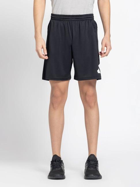 adidas black regular fit logo print training shorts