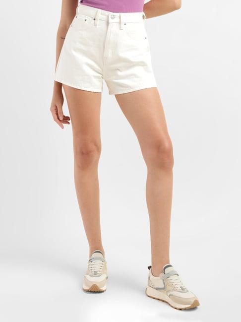 levi's white cotton relaxed fit shorts