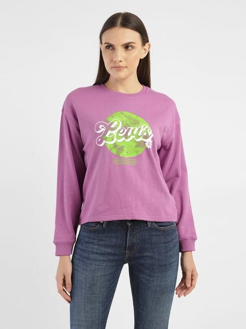 levi's lavender cotton graphic print sweatshirt