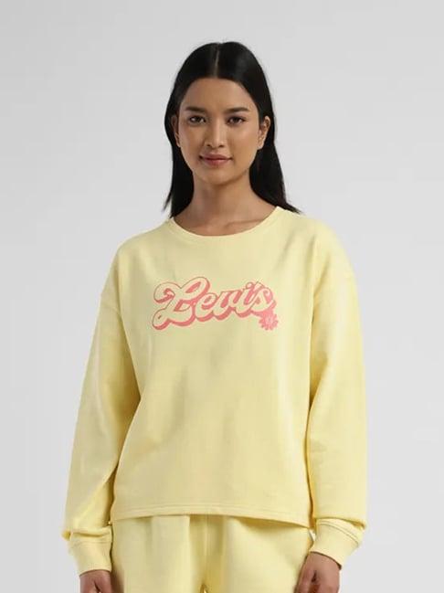 levi's yellow cotton graphic print sweatshirt