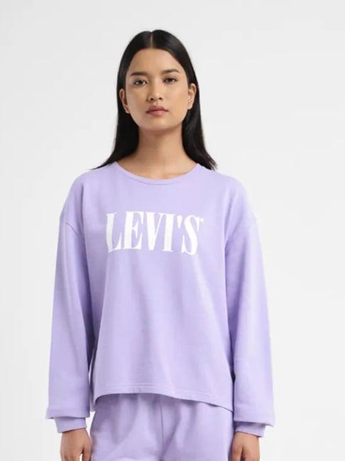 levi's lavender cotton graphic print sweatshirt