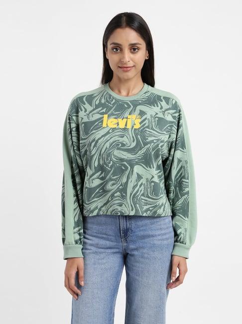 levi's sage green cotton graphic print sweatshirt