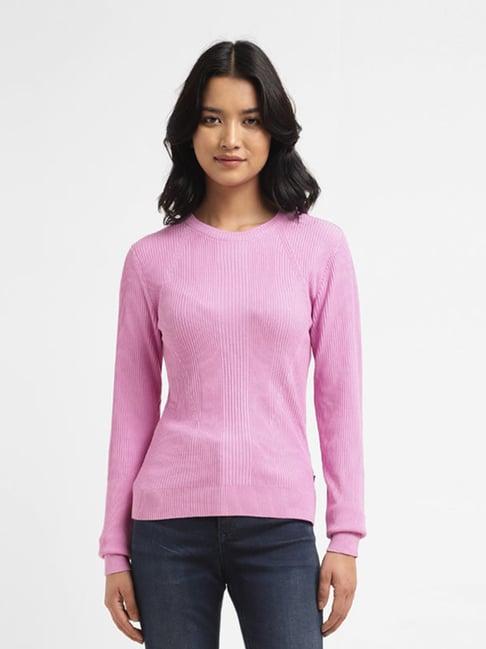 levi's pink self design sweater