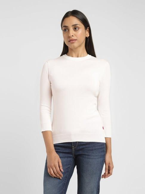 levi's cream cotton regular fit sweater