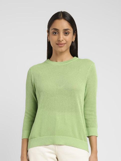 levi's light green cotton self design sweater