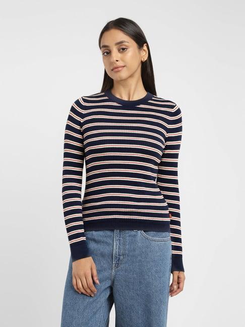 levi's navy & white striped sweater