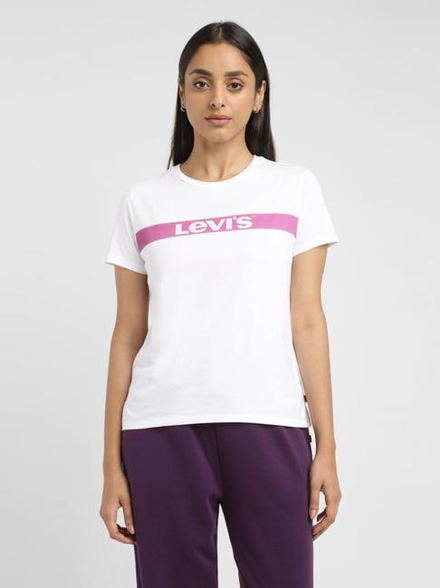 levi's white cotton logo print t-shirt