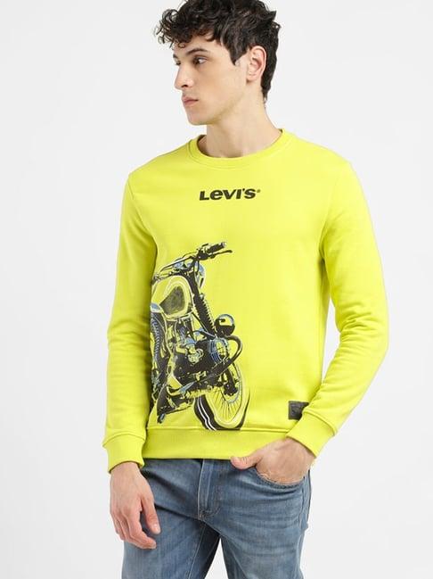 levi's lime green regular fit printed sweatshirt