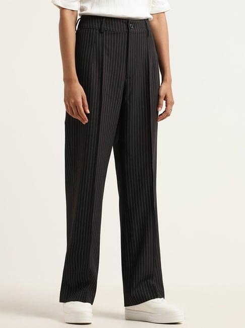 wardrobe by westside black striped-patterned trousers