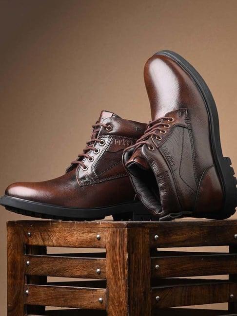 spykar men's brown derby boots