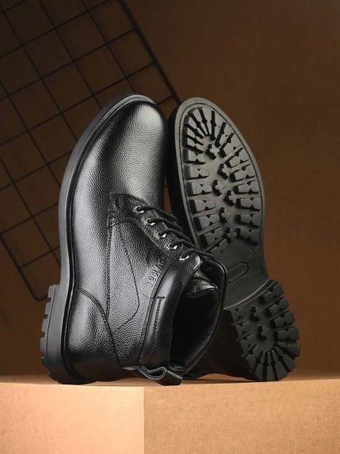 spykar men's black derby boots