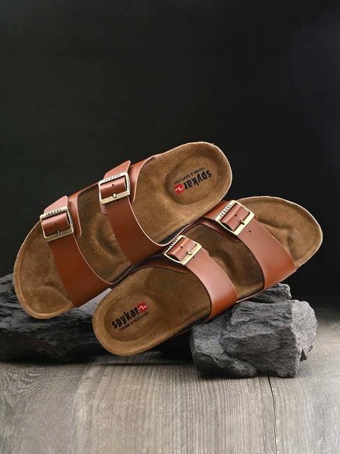 spykar men's tan casual sandals