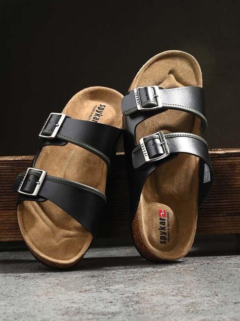 spykar men's black casual sandals