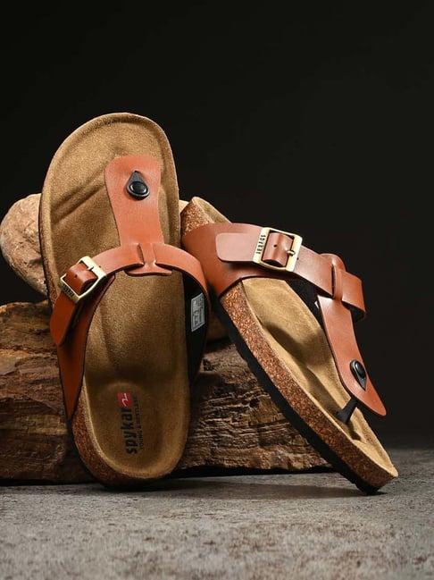 spykar men's tan thong sandals