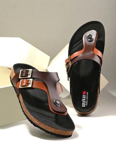 spykar men's brown thong sandals