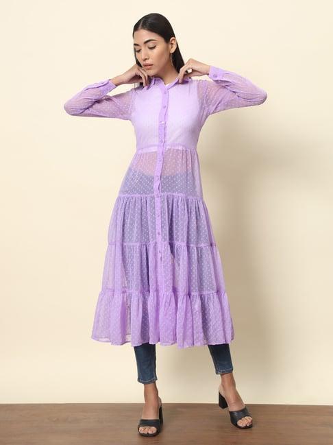 trend arrest lilac self design long shrug