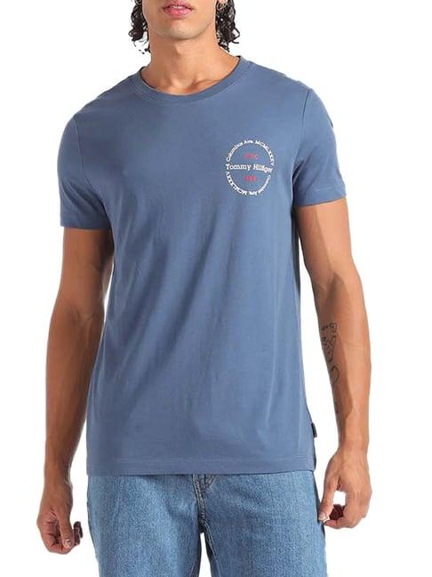 tommy hilfiger faded indigo cotton slim fit t-shirt