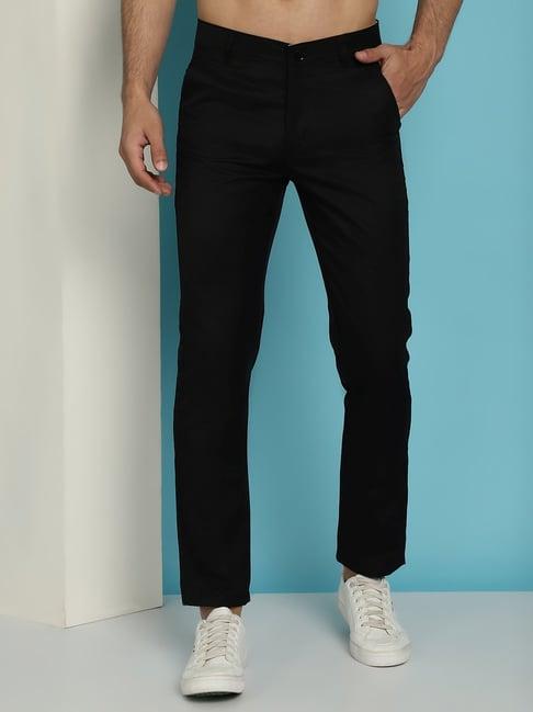 jainish black tapered fit texture trousers