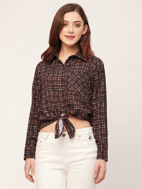 moomaya black checks shirt