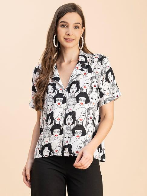 moomaya white & black printed shirt