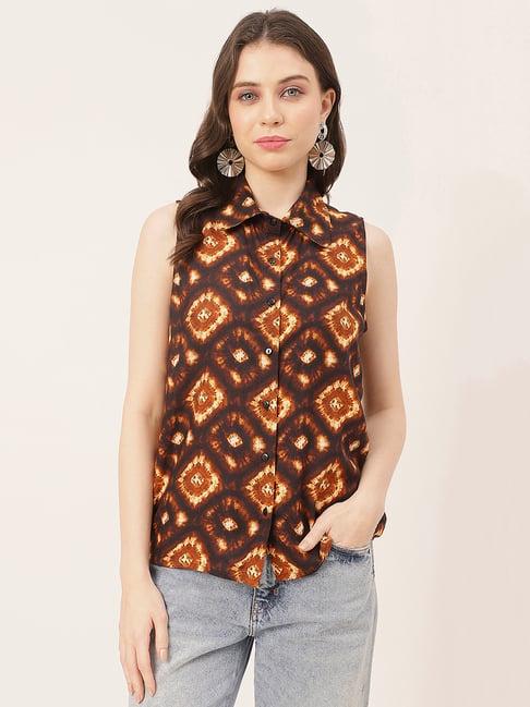 moomaya brown & black printed shirt