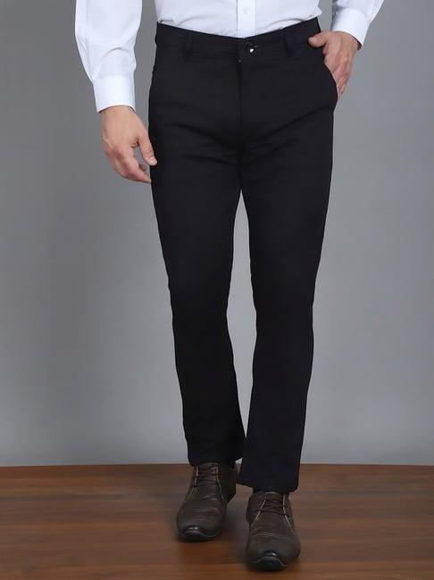 jainish black tapered fit texture trousers