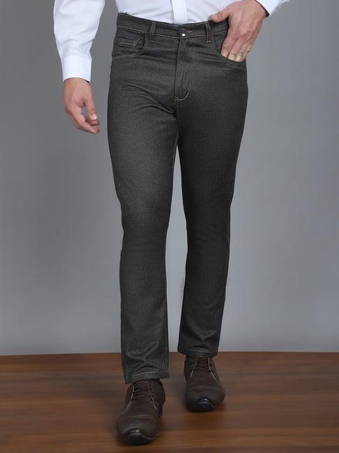 jainish olive green tapered fit trousers