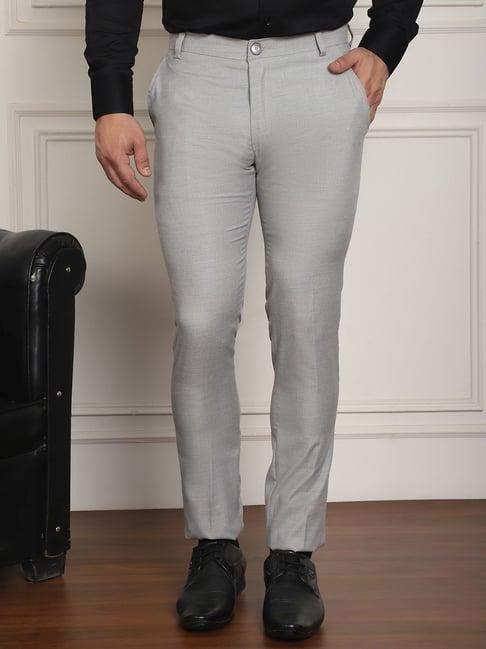 jainish light grey tapered fit trousers