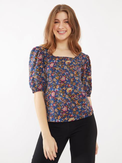 zink london blue floral print top