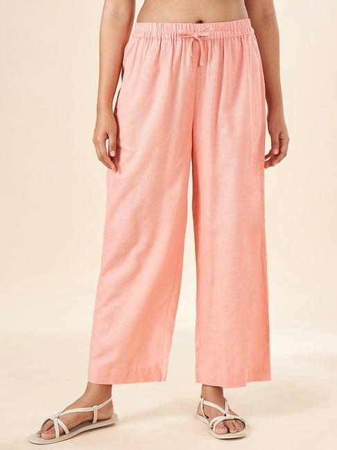 akkriti by pantaloons peach mid rise pants