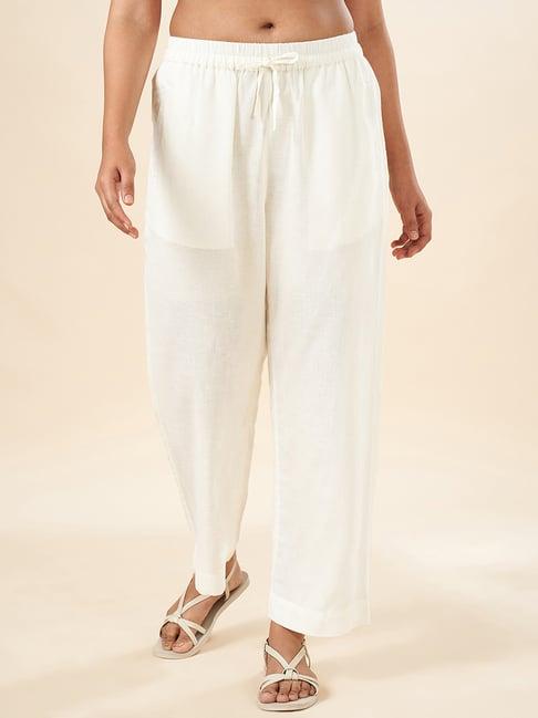 akkriti by pantaloons white mid rise pants