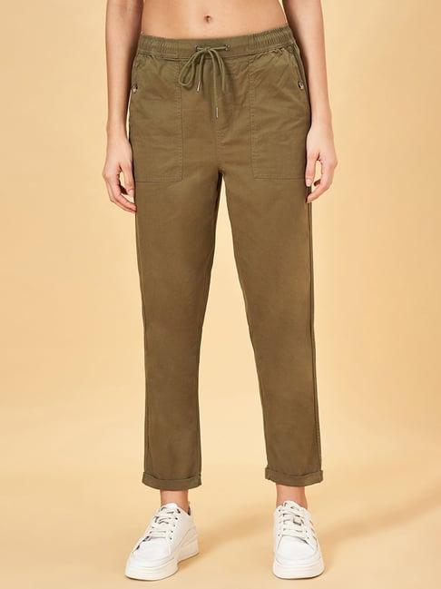 honey by pantaloons green cotton pants