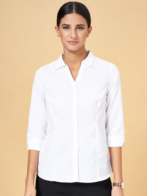 annabelle by pantaloons white regular fit formal shirt