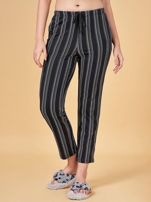 dreamz by pantaloons jet black cotton striped pyjamas