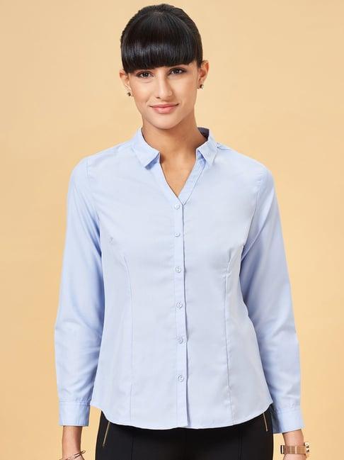 annabelle by pantaloons blue regular fit formal shirt