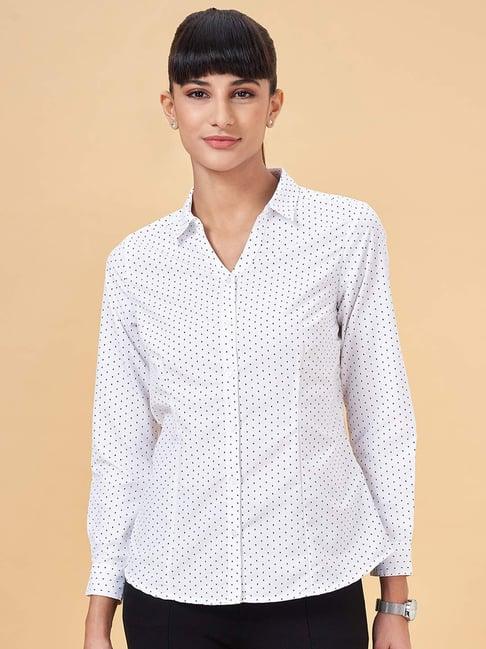 annabelle by pantaloons white polka dots formal shirt