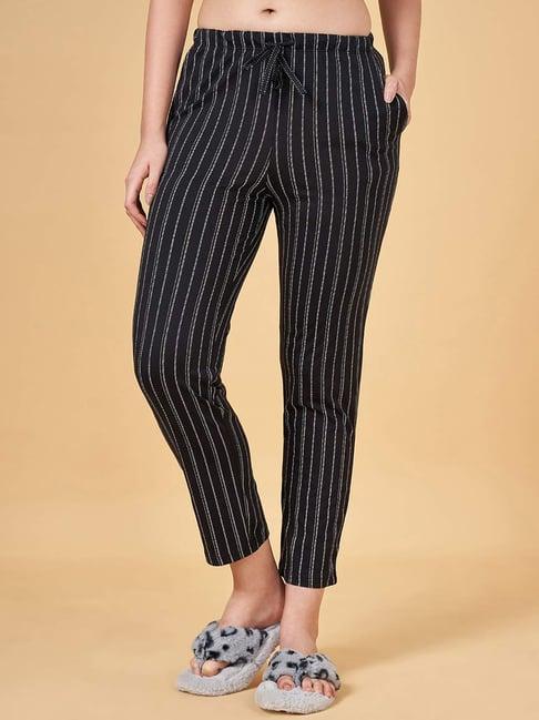 dreamz by pantaloons jet black cotton striped pyjamas