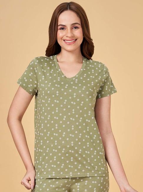 dreamz by pantaloons green cotton floral print t-shirt