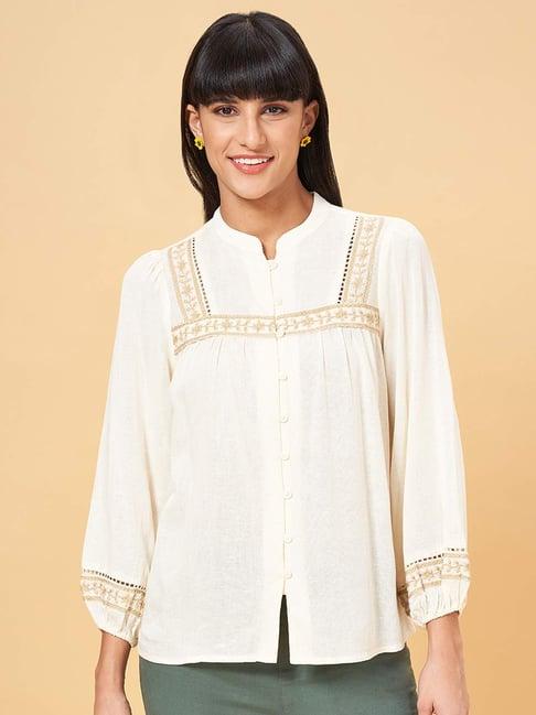 honey by pantaloons off-white embroidered shirt