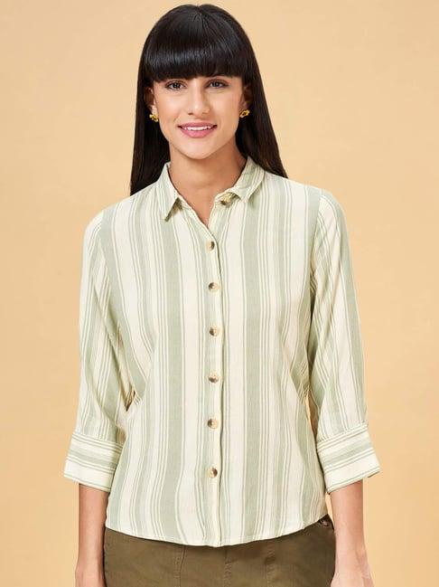 honey by pantaloons sage green striped shirt