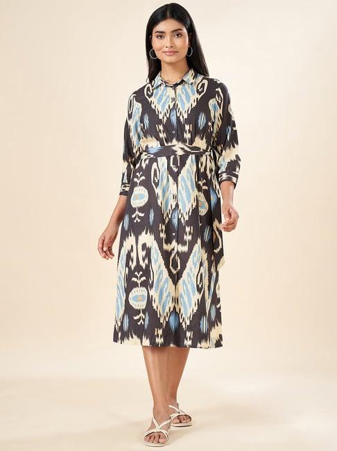 akkriti by pantaloons black printed shirt dress