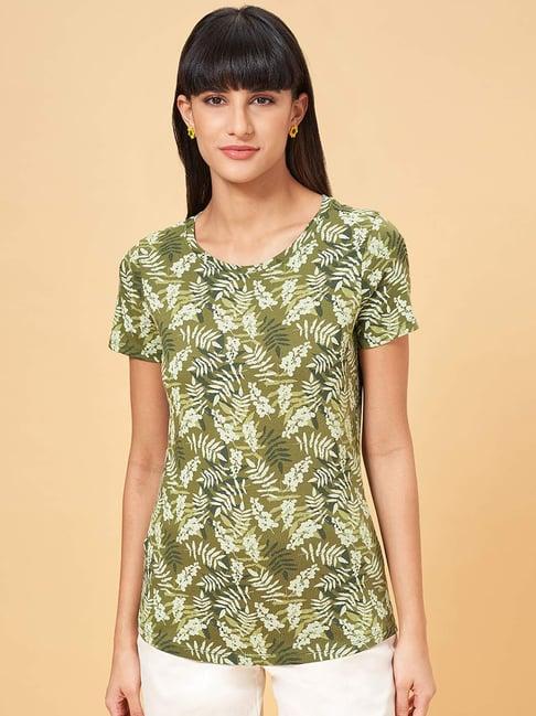 honey by pantaloons green cotton floral print t-shirt