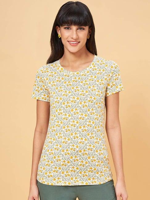 honey by pantaloons white cotton floral print t-shirt