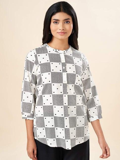 akkriti by pantaloons white cotton printed tunic