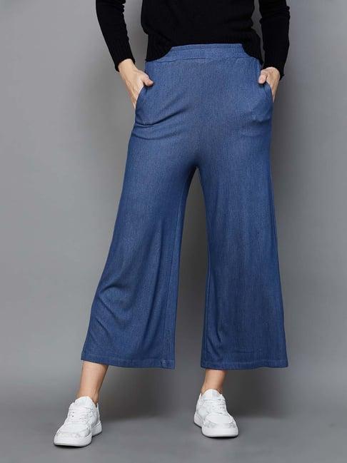 ginger by lifestyle blue high rise flared pants